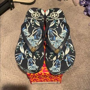 Tory Burch wedged flip flops size 10